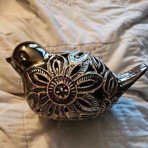 Gold Ceramic Bird Figurine Potpourri Holder